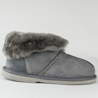 UGG Mallow Slippers, Premium Sheepskin, Rubber Sole - Dark Grey - Au Ladies 11/12 / Au Men 9/10 / Eu 42/43