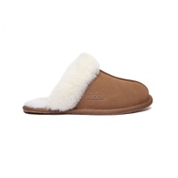 UGG Rosa Boots Unisex Slippers / Scuffs, Premium Sheepskin Upper Rubber Sole - Chestnut - Au Ladies 4 / Au Men 2 / Eu 35