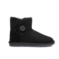 UGG Boots Mini Button - Premium Australian Sheepskin, Water Resistant, Non-Slip - Black - Au Ladies 10/ Au Men 8/ Eu41