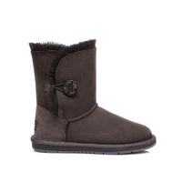 UGG Boots Short Button - Premium Australian Sheepskin, Water Resistant, Non-Slip - Chocolate - Au Ladies 7/ Au Men 5/ Eu38