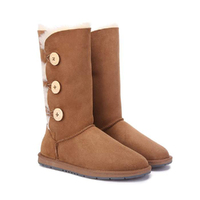 UGG Boots Classic Tall in 3 Button - 100% Premium Australian Sheepskin, Non-Slip - Chestnut - Au Ladies 10/ Au Men 8/ Eu41