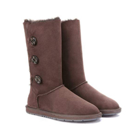 UGG Boots Classic Tall in 3 Button - 100% Premium Australian Sheepskin, Non-Slip - Chocolate - Au Ladies 12/ Au Men 10/ Eu43