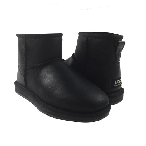 UGG Ankle Boots - Mini Classic Australian Sheepskin, Water Resistant, Non-Slip - Nappa Black - Au Ladies 8/ Au Men 6/ Eu39