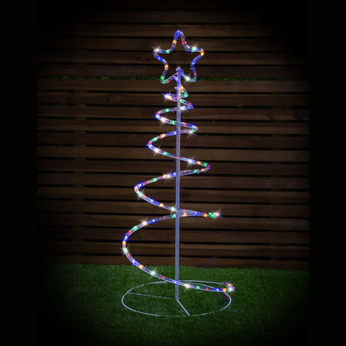 Stockholm Solar Rope Light Spiral Christmas Tree Traditional Lit Xmas Decor Indoor 90cm