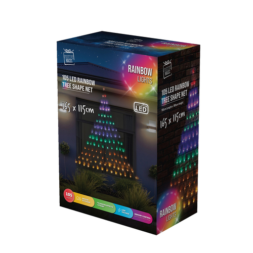 Stockholm Christmas Tree Rainbow Wall Net Light 105 LED 115 x 165cm