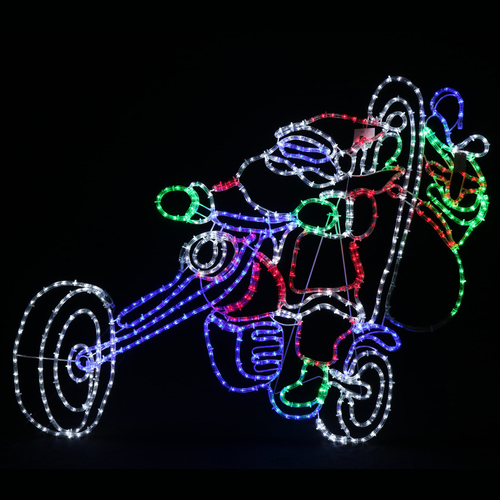 Stockholm Christmas Lights Ropelight Motif LED Santa On Motorbike Multi Colour 